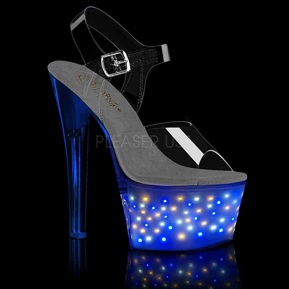Pleaser - ECHOLITE708 Sandale à bride à la cheville, Pole dance chaussures - Chaussures de pole dance - Blanc/Transparent Product image